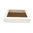 Kage&aelig;ske h&aelig;ngslet l&aring;g L690xB490xH105mm pap med rude og kagepap i guld/s&oslash;lv hvid product photo