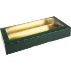 Kageæske Rektangulær L320xW150xH50mm Pap with Rude/Hængslet låg Grøn/Guld product photo