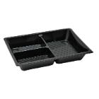Sushi tray 3-compartment 241x175x35 mm 400 my RPET Black Large product photo