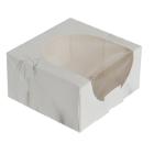 Cake box hinged lid S-Line L120xW110xH60mm cardboard with window in PLA and open product photo