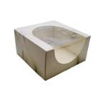 Cake box hinged lid S-Line L190xW190xH100mm with window in PLA and open front wh product photo