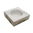 Cake box hinged lid S-Line L190xW190xH50mm cardboard with window in PLA white/gr product photo