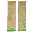 Cutlery bag Verive L160xW70mm Wood FSC with Knife Fork Tablespoon Napkin Natural product photo